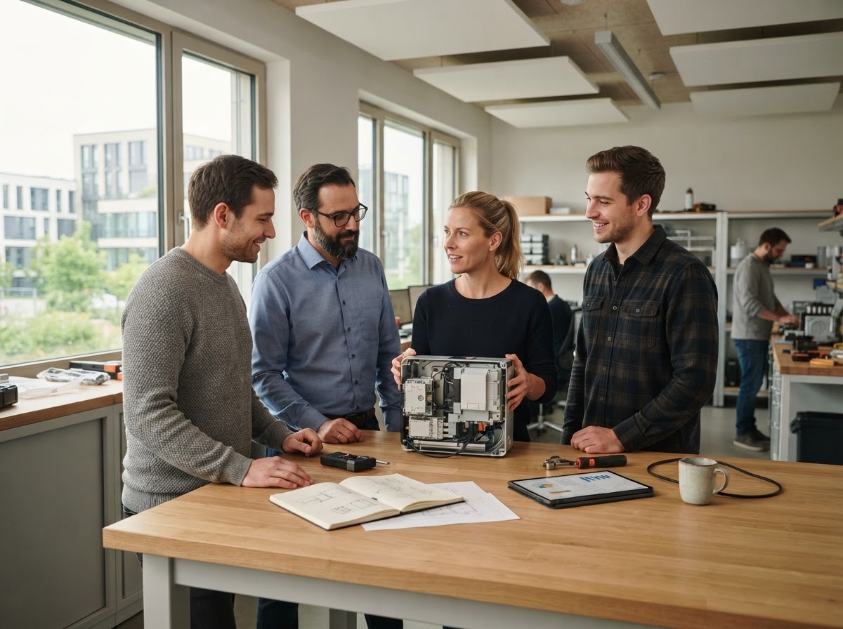 Calora Trinex team reviewing AI-generated portfolio analysis on screen